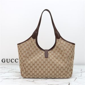 Mercato Medium Tote Bag 866645 Brown Canvas-3.jpg