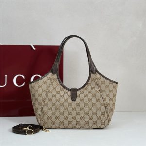 Mercato Small Tote Bag 866646 Brown Canvas-3.jpg