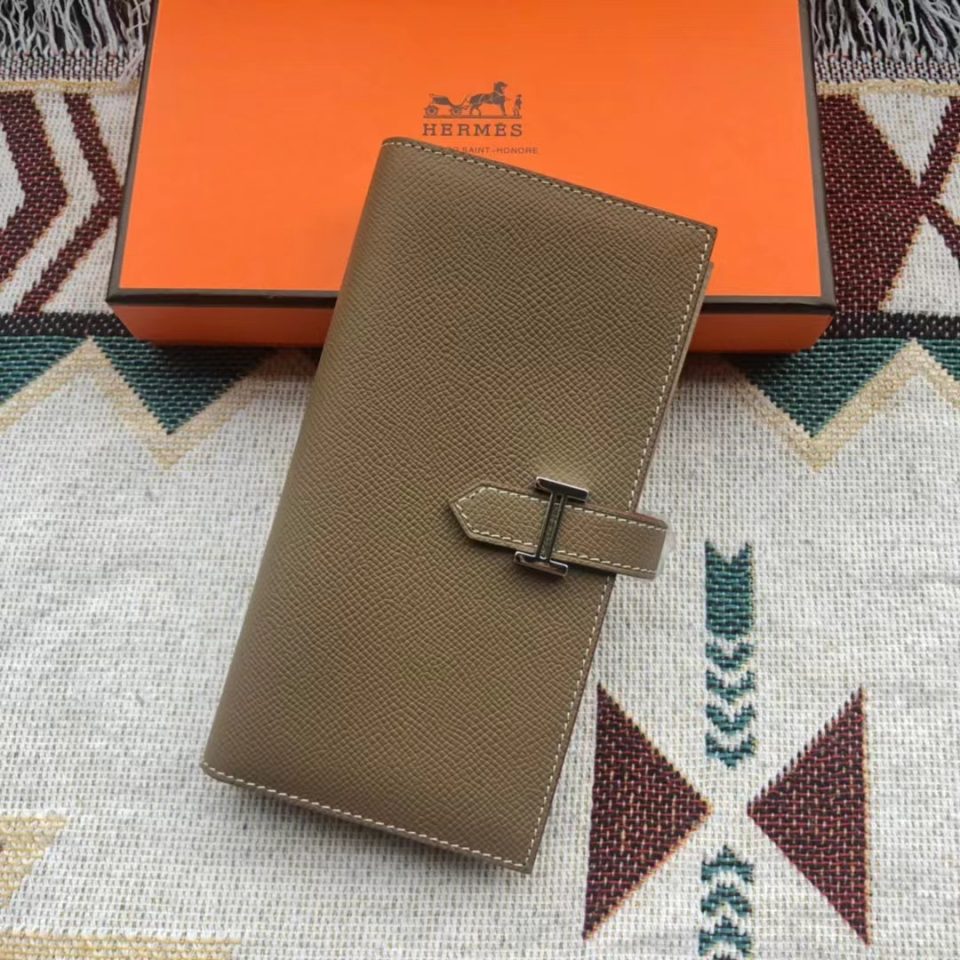 Hermes Bearn Wallet Etoupe Grey Epsom Leather Silver Hardware