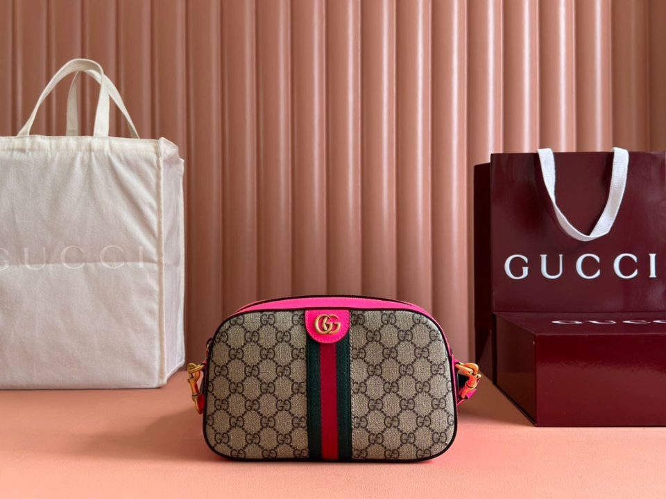 Gucci Ophidia Supreme Small Crossbody Pink Bag - 752591