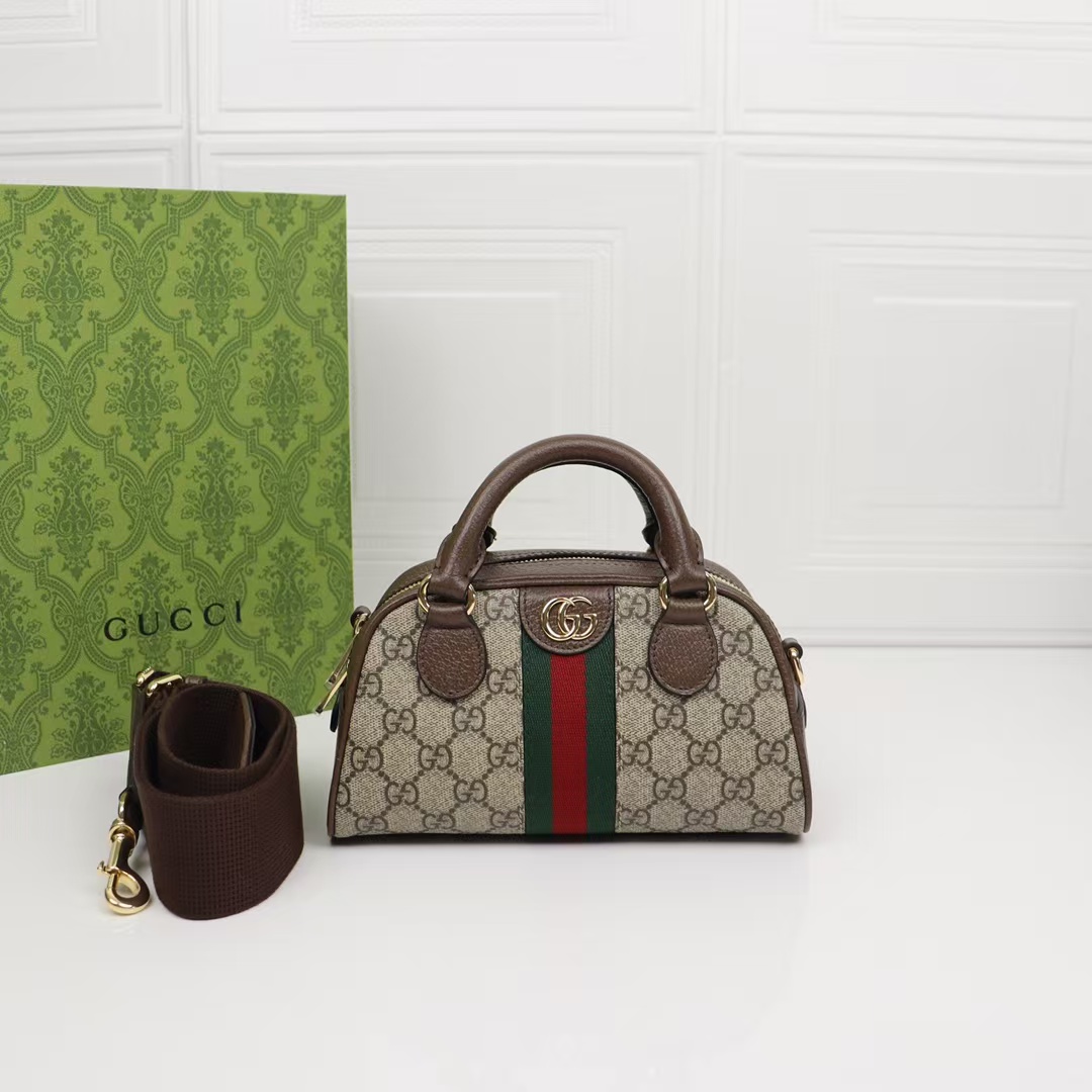 GUCCI Bag: Ophidia Top Handle Mini 724606 Beige/Ebony