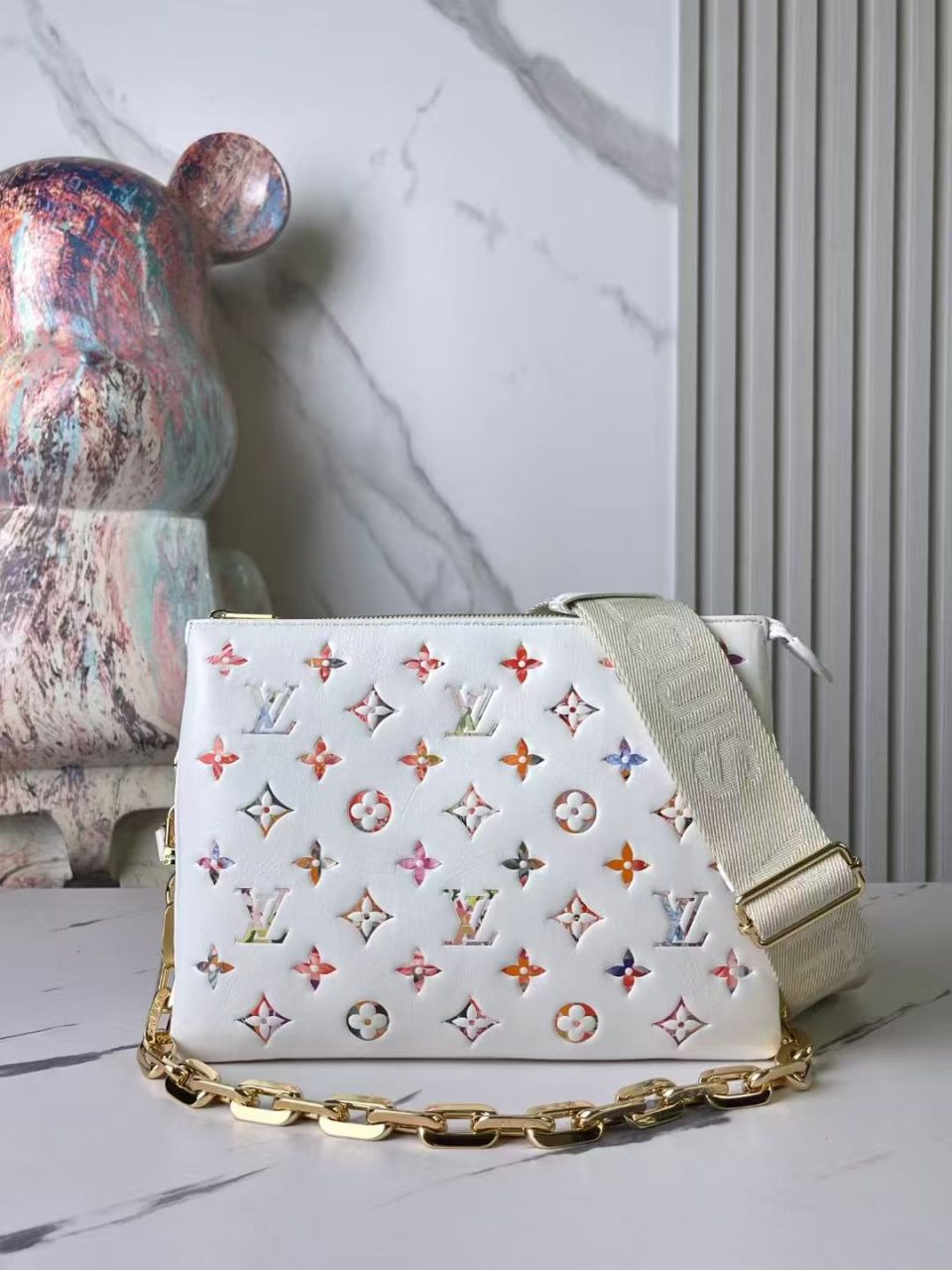 Louis Vuitton White Coussin PM Multicolor Monogram Crossbody Bag M21209