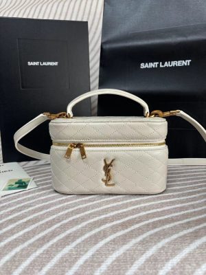 Saint Laurent Gaby Vanity Bag In Lambskin Ivory