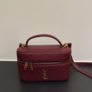 Saint Laurent Gaby Vanity Bag In Lambskin Burgundy
