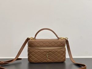 Saint Laurent Gaby Vanity Bag In Lambskin Brown