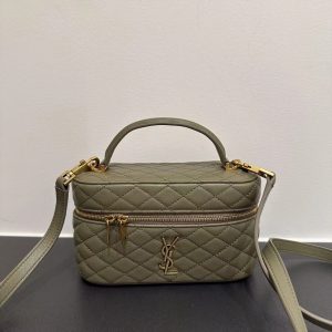 Saint Laurent Gaby Vanity Bag In Lambskin Green