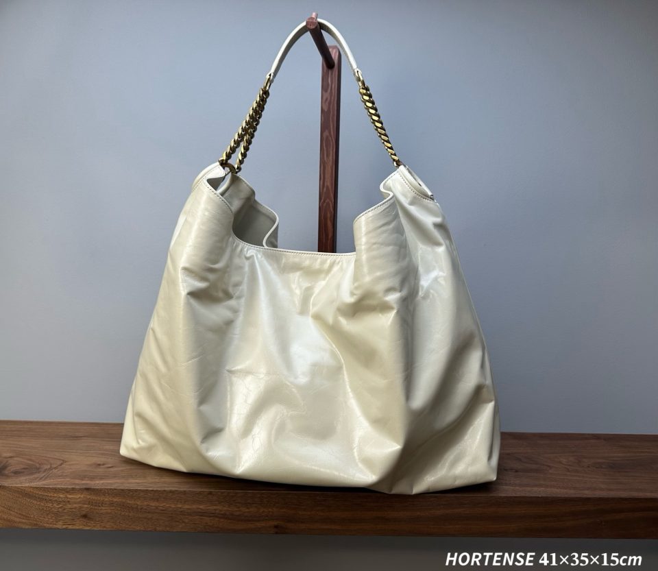 YSL HORTENSE Hobo In Shiny Leather - 871220/White