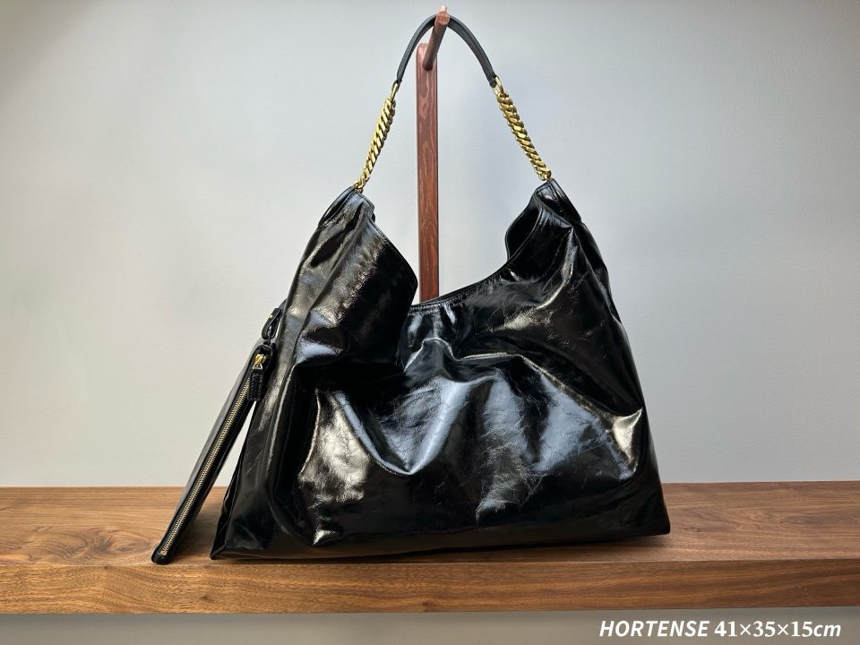 YSL HORTENSE Hobo In Shiny Leather - 871220/ Black