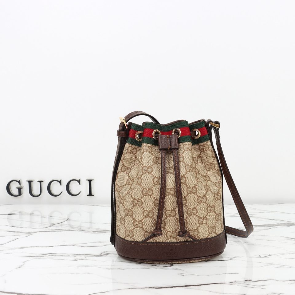 Gucci Mini Bucket Bag with Web Brown Canvas - 876060
