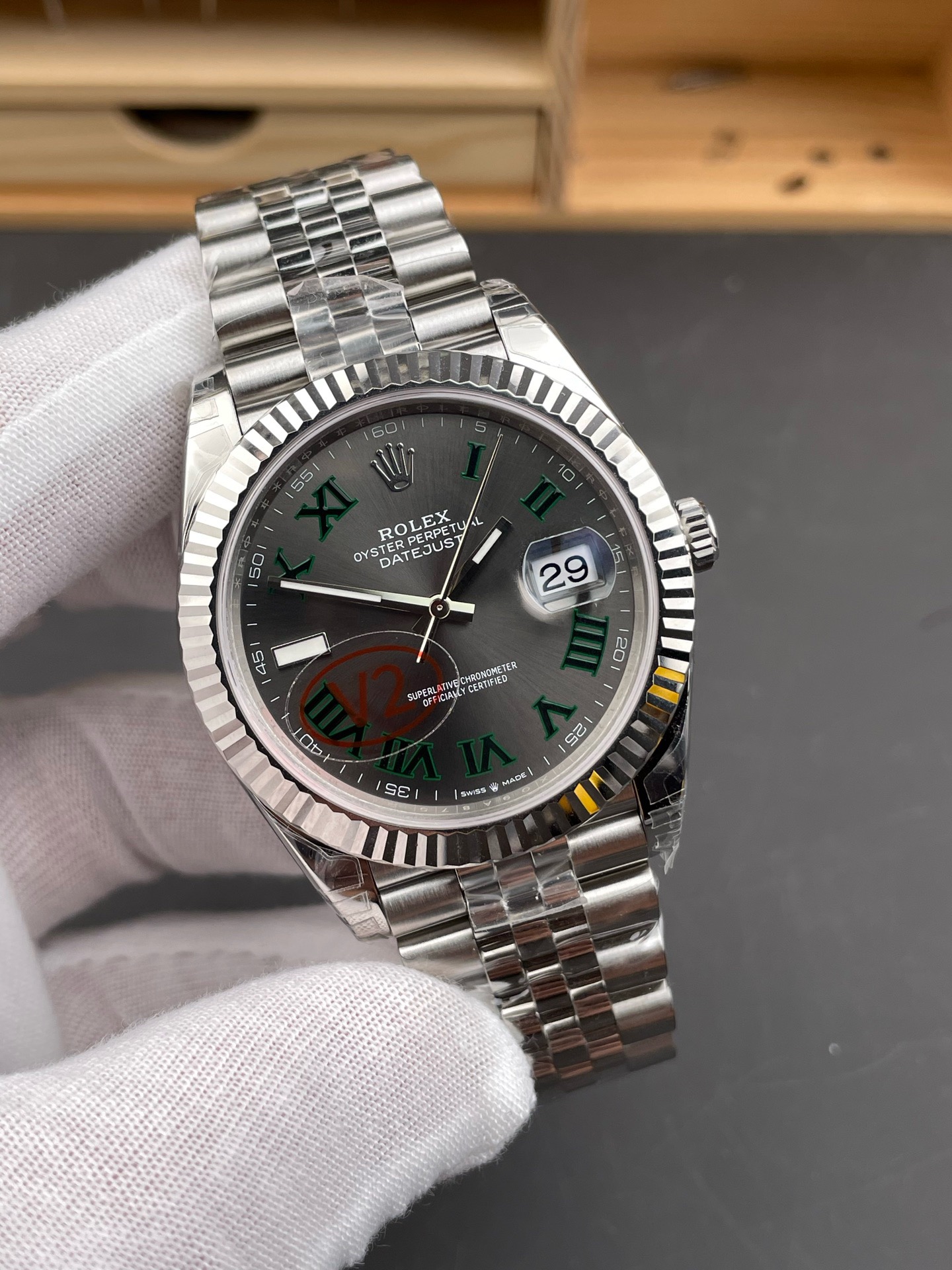 Rolex-Datejust-II-Perpetual-Grey-Roman-Dial-126300Jubilee-gallery-2