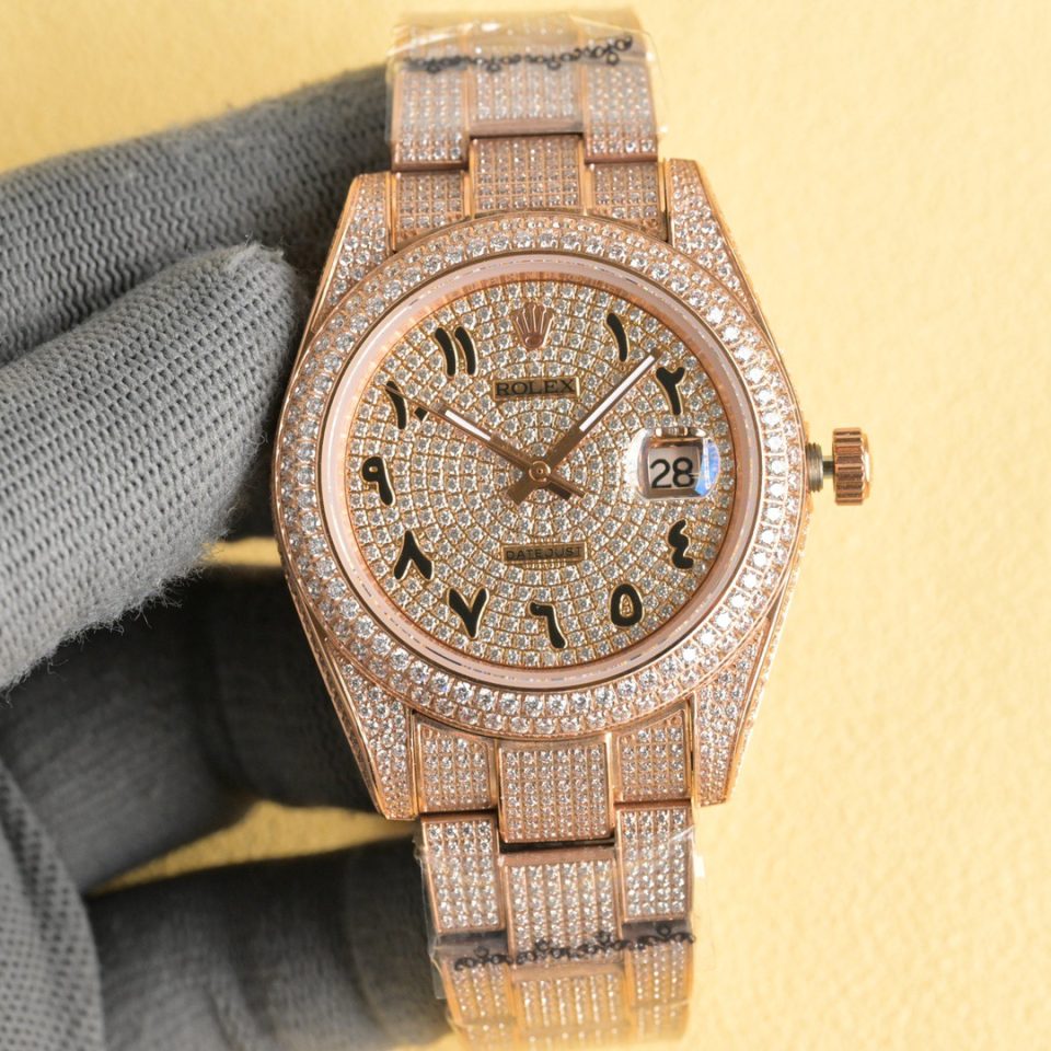 Rolex Datejust 116625 Yellow Gold Diamond Dial Iced Out  
