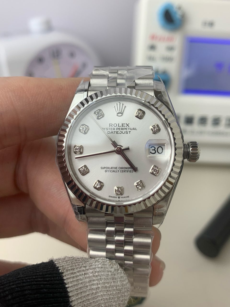 Rolex Datejust 178384-0017 White Gold Silver & Diamond Dial  