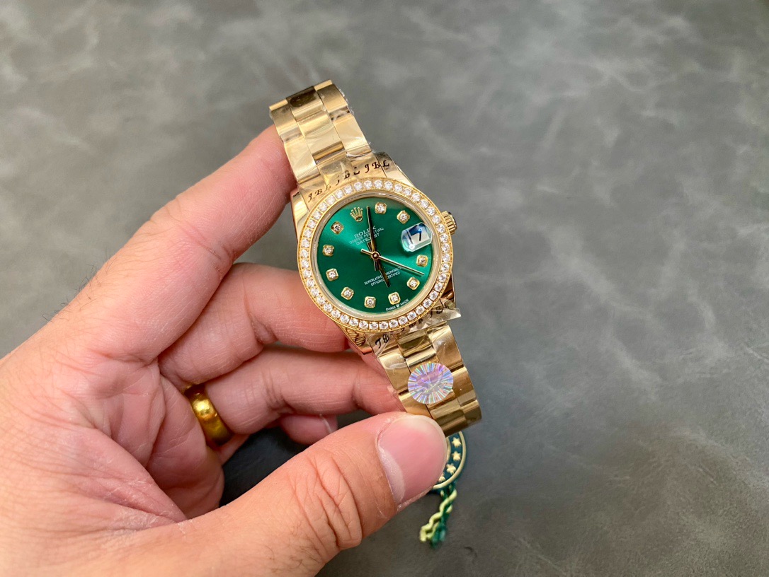 Rolex-Datejust-Yellow-Gold-Green-Dial-Iced-out-118348-gallery-4