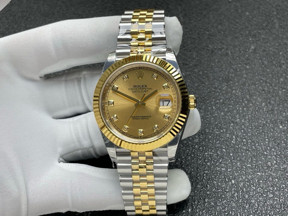 Rolex Datejust Yellow Gold Steel Diamond Dial Ladies 69173 Jubilee  