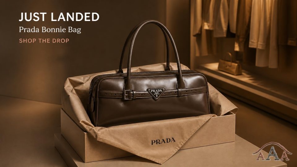 Prada Bonnie medium leather handbag in glossy calfskin with handles and detachable shoulder strap