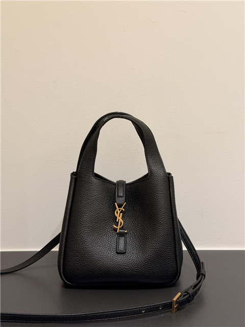 YSL LE 5 A 7 Baby Bea 872469 Black Grained Leather
