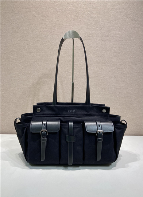 Prada Route Large Tote Bag 1BG644 Black Canvas-2.jpg