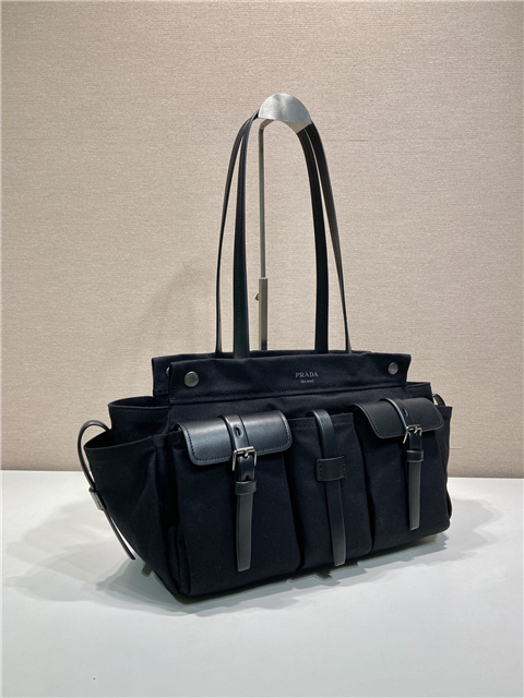Prada Route Large Tote Bag 1BG644 Black Canvas-3.jpg