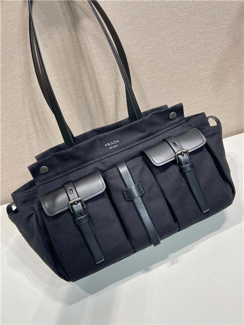 Prada Route Large Tote Bag 1BG644 Black Canvas-7.jpg