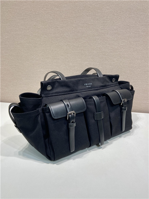 Prada Route Large Tote Bag 1BG644 Black Canvas-8.jpg