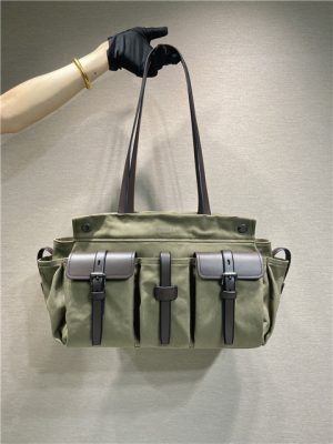 Prada Route Large Tote Bag 1BG644 Forest Green Canvas-1.jpg