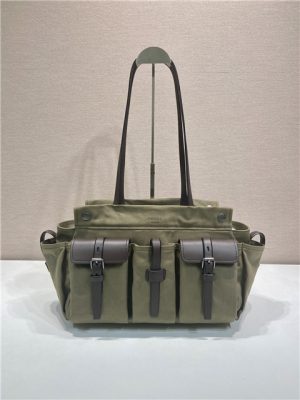 Prada Route Large Tote Bag 1BG644 Forest Green Canvas-2.jpg