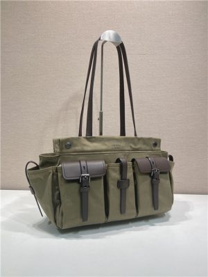 Prada Route Large Tote Bag 1BG644 Forest Green Canvas-3.jpg