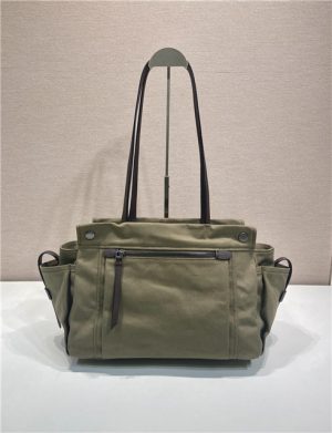 Prada Route Large Tote Bag 1BG644 Forest Green Canvas-4.jpg