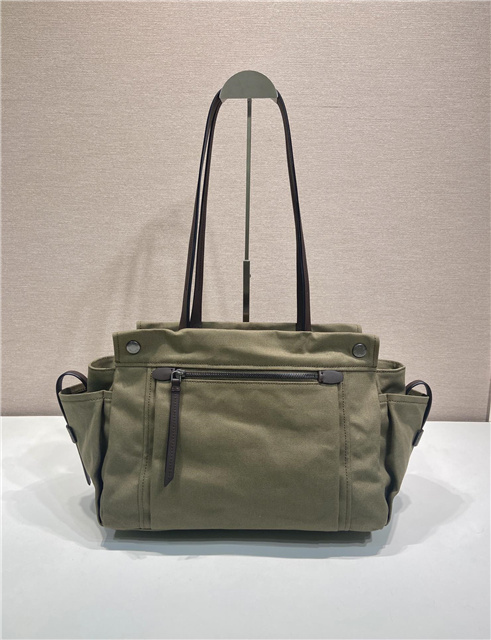 Prada Route Large Tote Bag 1BG644 Forest Green Canvas-4.jpg