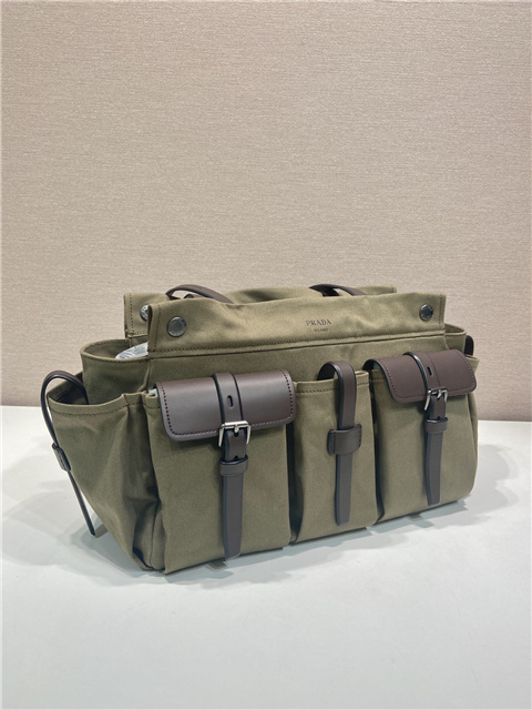 Prada Route Large Tote Bag 1BG644 Forest Green Canvas-6.jpg