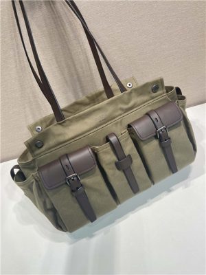 Prada Route Large Tote Bag 1BG644 Forest Green Canvas-8.jpg