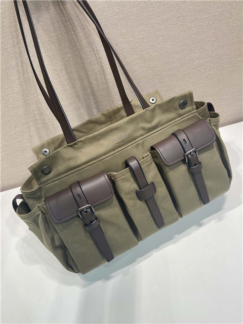 Prada Route Large Tote Bag 1BG644 Forest Green Canvas-8.jpg