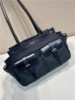 Prada Route Medium Tote Bag 1BG645 Black Canvas-7.jpg