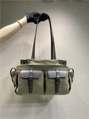 Prada Route Medium Tote Bag 1BG645 Forest Green Canvas-1.jpg