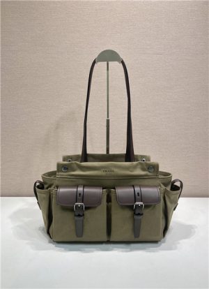 Prada Route Medium Tote Bag 1BG645 Forest Green Canvas-2.jpg