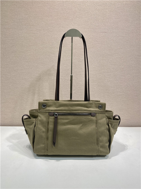 Prada Route Medium Tote Bag 1BG645 Forest Green Canvas-4.jpg