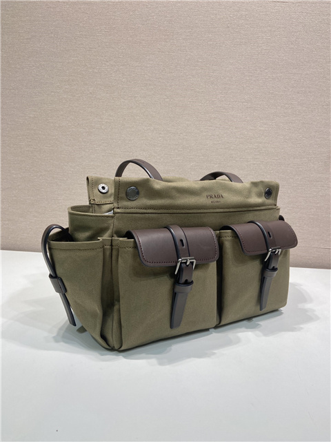 Prada Route Medium Tote Bag 1BG645 Forest Green Canvas-5.jpg