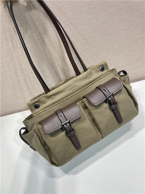 Prada Route Medium Tote Bag 1BG645 Forest Green Canvas-8.jpg
