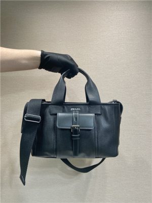 Prada Route Medium Tote Bag 1BG660 Black Leather-1.jpg