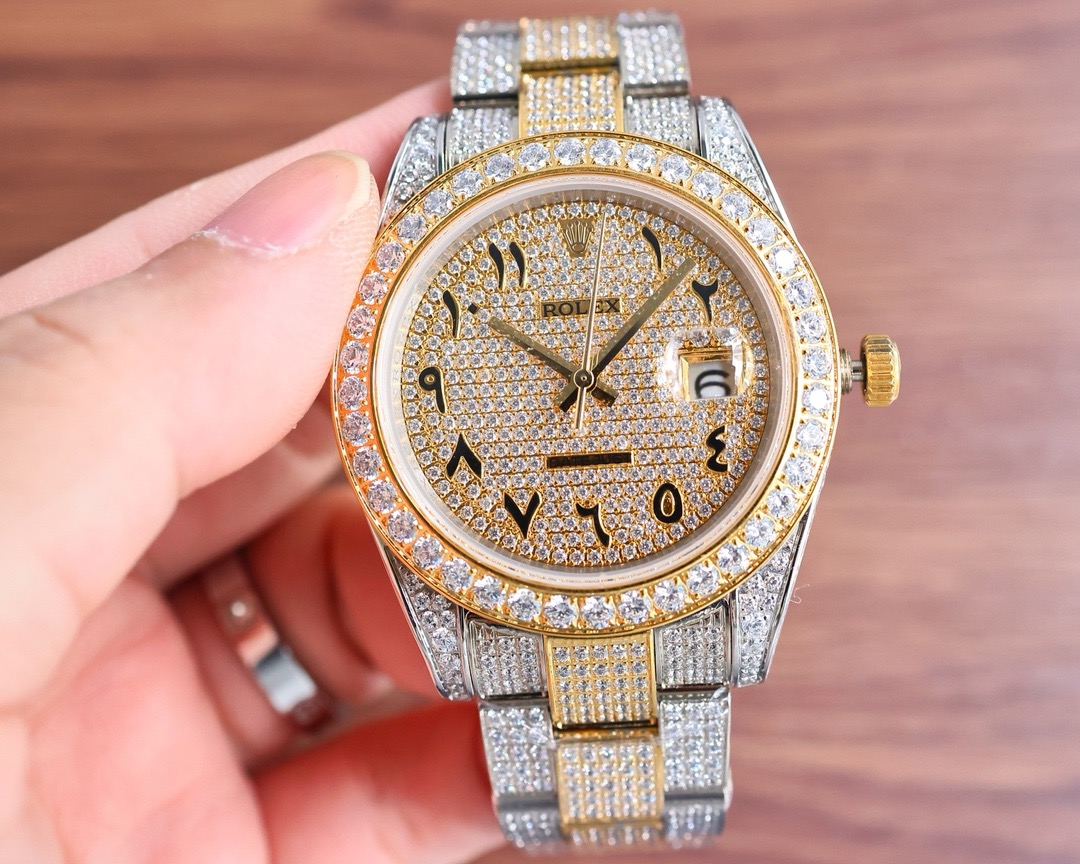 Rolex-Datejust-116300-White-Gold-Diamond-Arabic-Dial-Iced-Out-gallery-3